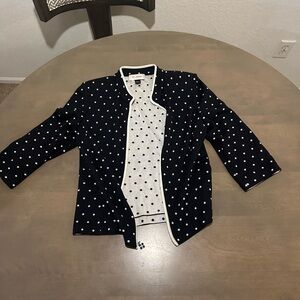 St. John Black and White Polka Dot Cardigan